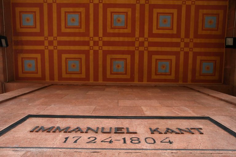 The tomb and mausoleum of German philosopher Immanuel Kant outside the walls of the Königsberg cathedral in Kaliningrad. 