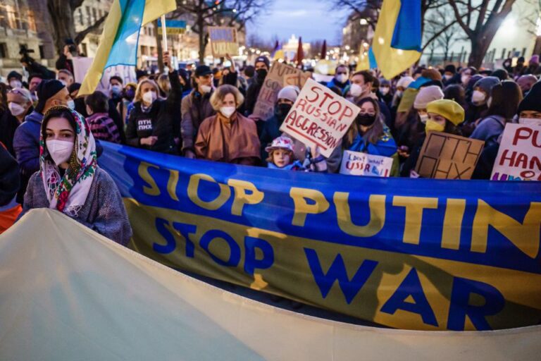 Ukraina solidaarsusmeeleavaldus Berliinis 22. veebruaril 2022.