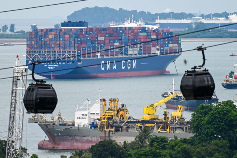 Konteinerlaev ankrus Pasir Panjangi sadamas Singapuris. AFP/Scanpix 
